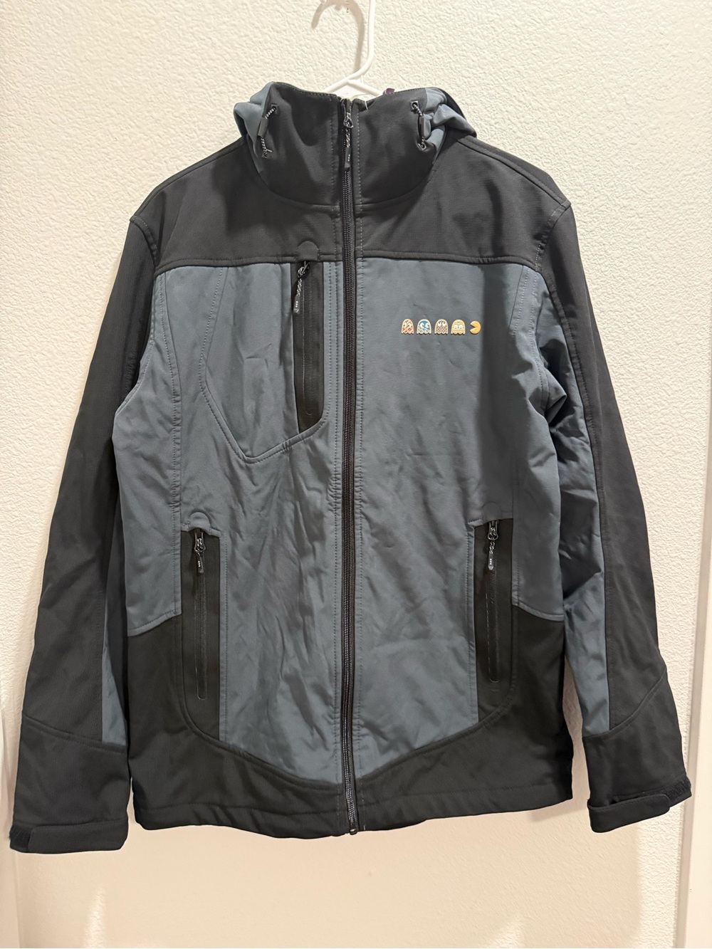 Elevate Men’s Hooded Full Zip Softshell Jacket Black Gray Size S